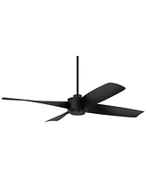 56" Grand Milano Modern Industrial Outdoor Ceiling Fan with Remote Control Black Damp Rated for Patio Exterior House Home Porch Gazebo Garage Barn