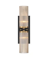 Stiffel Palais 20 1/4" High Black and Warm Brass 2-Light Wall Sconce