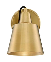 Possini Euro Design Capetown Modern Wall Sconce Lighting Warm Brass Gold Hardwired 5 3/4" Wide Fixture Up Down Swivel Head for Bedroom Bathroom Vanity