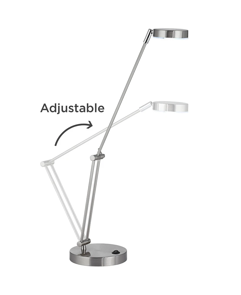 Jarrett Modern Desk Lamp 19" High Satin Nickel Silver Metal Led Adjustable Arm Rotating Head for Bedroom Living Room House Home Bedside Reading Office