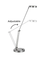 Jarrett Modern Desk Lamp 19" High Satin Nickel Silver Metal Led Adjustable Arm Rotating Head for Bedroom Living Room House Home Bedside Reading Office