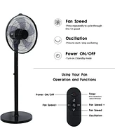 Streamdale Furniture Simple Deluxe 14.5 Adjustable 12 Levels Speed Pedestal Stand Fan With Remote Control