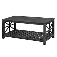 Spacious Antique Coffee Table with Open Shelving for Storage and Display