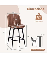 Slickblue 27 Inch Swivel Bar Stool Set of 2 Counter Height Chair with Padded Seat-Black and Brown