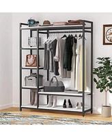 Tribesigns Free-standing Closet Organizer with 6 Storage Shelves and Hanging Bar, Large Standing Clothes Garment Rack