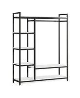 Tribesigns Free-standing Closet Organizer with 6 Storage Shelves and Hanging Bar, Large Standing Clothes Garment Rack