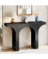 Tribesigns 47 Inches Console Table, Black Entryway Table, Modern Hallway Table, Sofa Table with Arch Base, Unique Foyer Table, Behind Couch Table, Woo
