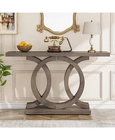Tribesigns 55 inches Console Table with Unique Base, Farmhouse Hallway Table, Wooden Entryway Modern Sofa for Living Room, Long Ac
