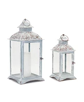 Slickblue Floral Stamped Metal Lantern (Set of 2)