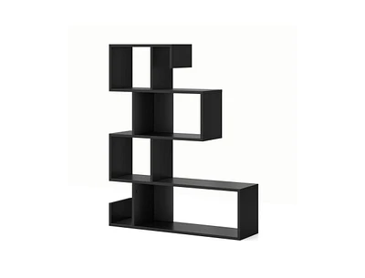 Slickblue 5-Tier S-Shaped Bookshelf Geometric Z-Shelf Bookcase with Open Cubes