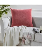 Ihi Home Solid Velvet Pillow Front and Back Velvet, 22"Sq
