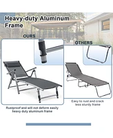 Gymax 2PCS Patio Lounge Chair Rustproof Aluminum Folding Chaise w/ Adjustable Backrest & Footrest