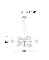 Possini Euro Design Spheres Chrome Sputnik Chandelier 30" Wide Mid Century Modern Glass Ball Halogen 15-Light Fixture for Dining Room House Foyer Entr