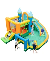 Slickblue Inflatable Water Slide Blowup Bounce House with Dual Slides and Splash Pool (Without Blower)