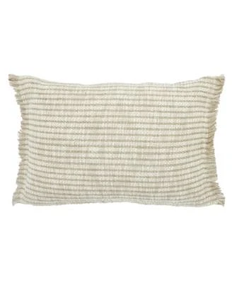 Ihi Home Cotton Linen Fringe Pillow Ivory Natural