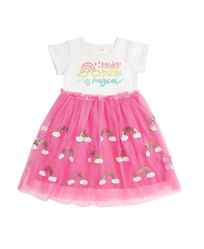 Sweet Wink Little Girls Kindergarten is Magical Short Sleeve Tutu Dress