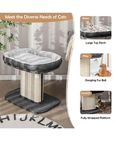 Slickblue Modern Cat Tree Tower with Large Plush Perch and Sisal Scratching Plate