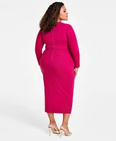 Nina Parker Trendy Plus Rib-Knit Midi Dress