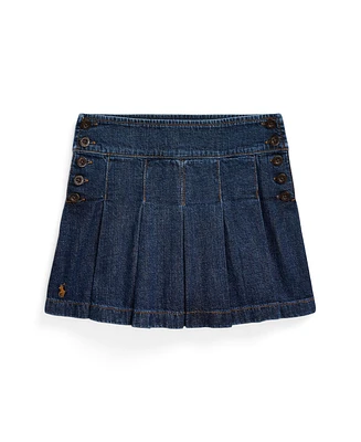 Polo Ralph Lauren Big Girls Pleated Cotton Denim Skirt