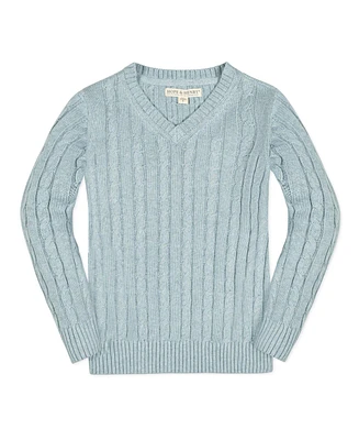 Hope & Henry Boys Organic Long Sleeve Fine Gauge Cable V-Neck Sweater