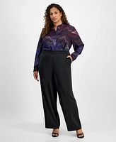 Anne Klein Plus Mid-Rise Pull-On Wide-Leg Pants