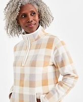 Style & Co Women's Plaid Fleece Quarter-Zip Sweatshirt, Created for Macy's