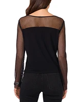 Vince Camuto Women's Long-Sleeve Embellished Mesh Top