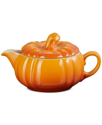 Le Creuset Stoneware Pumpkin 14-Oz. Gravy Boat with Lid - Persimmon