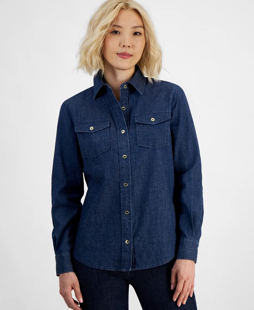 Jones New York Petite Denim Button-Up Shirt