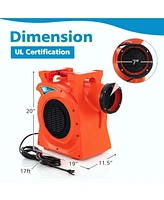 Costway 2 Hp/1500W Air Blower Commercial Inflatable Bounce House Blower for Water Slide