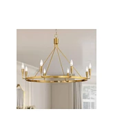 Possini Euro Design Covey Gold Ring Chandelier Lighting 36" Wide Modern Tapering Candles 8-Light Fixture for Dining Room House Home Foyer Kitchen Isla