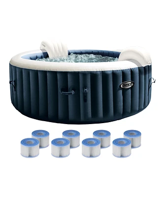 Intex PureSpa Plus Inflatable Bubble Jet Hot Tub & Replacement Filters (8 Pack)