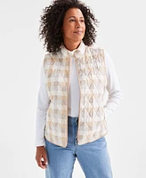 Style & Co Women's Plaid Quilted Vest, Created for Macy's