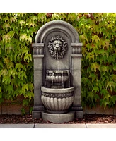 John Timberland Lion Face Roman Outdoor Floor Wall Tiered Water Fountain 50" High with Led Light for Garden Patio Backyard Deck Lawn Porch House Relax