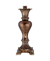 Regency Hill Xavier Traditional Accent Table Lamp 21" High Warm Bronze Brown Urn Footed Base Natural Tone Bell Shade Decor for Living Room Bedroom Hou