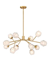 Possini Euro Design Tofay Warm Brushed Brass Sputnik Chandelier Lighting 37 3/4" Wide Modern Dimmable Led Frost Glass Shades 12