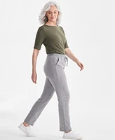 Style & Co Petite Heathered Mid-Rise Pull-On Fleece Pants, Created for Macy's