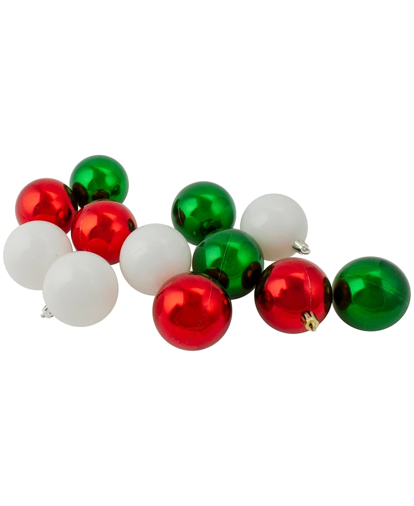 Northlight Red Green and White Christmas Ball Ornaments 2.5-Inch