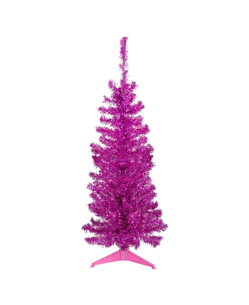 Northlight 4' Pink Artificial Tinsel Christmas Tree Unlit