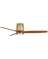 52" Windspun Modern Indoor Ceiling Fan 3 Blade Led Light Remote Control Soft Brass Finish Motor Walnut Finish Wood Blades Bedroom Living Room Kitchen