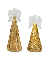 Slickblue Led Textured Glass Angel Decor (Set of 2)