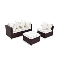 Slickblue 4 pcs Wicker Rattan Sofa Furniture Set