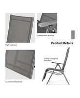 Gymax 2PCS Patio Outdoor Folding Reclining Lounge Chair w/ Adjustable Backrest