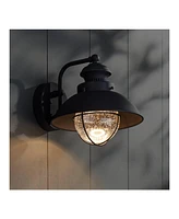 John Timberland Fordham Farmhouse Rustic Industrial Outdoor Wall Light Fixture Led Black Metal 8" Seedy Glass Sconce Exterior House Barn Porch Patio O