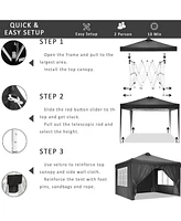 Givimo 10x10 Canopy Tent Instant Pop-Up Canopy with 4 Sidewalls for Patio Backyard Garden Party Black