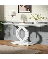 Tribesigns 59 Inches Console Table for Entryway, White Farmhouse Console Table for Living Room, Wood Sofa Table Behind Couch, Modern Narrow Long Foyer