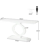 Tribesigns 59 Inches Console Table for Entryway, White Farmhouse Console Table for Living Room, Wood Sofa Table Behind Couch, Modern Narrow Long Foyer