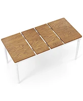 Slickblue Extendable Dining Table with Rubber Wood Legs for 4-8 People-White