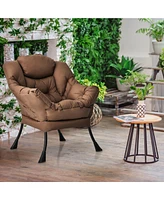 Modern Polyester Fabric Lazy Chair with Steel Frame and Side Pocket