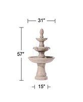 John Timberland Domanico Italian Outdoor Floor Bubbler Fountain and Waterfalls 57" High 3 Tiered Basins Decor for Garden Patio Backyard Deck Home Lawn
